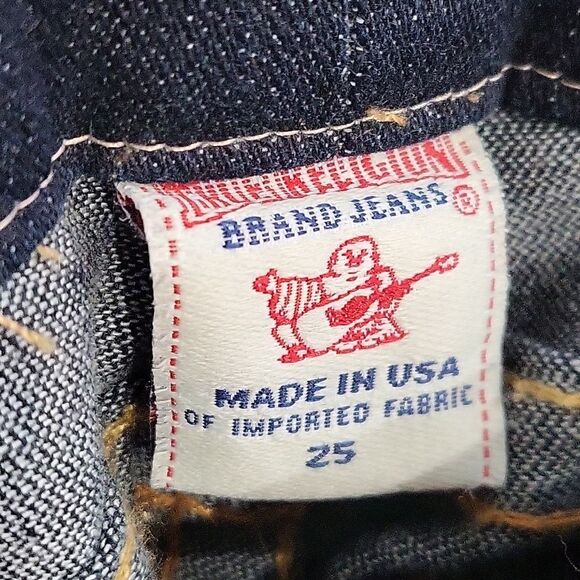 True Religion Skinny Capri Low Rise Y2k 00s Dark Denim Sz 25 Flap Pockets Julie - Picture 10 of 10